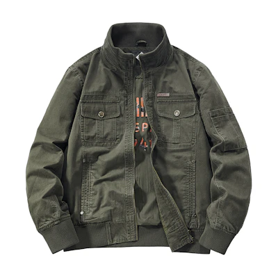 Jeep Solid Color Logo Outdoor Casual Zip-Up Work Jacket for Men JPL0010-1