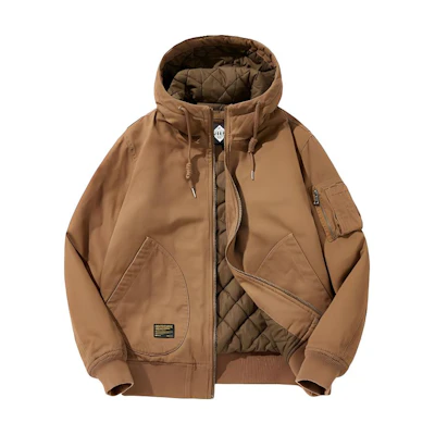 Jeep Solid Color Loose Fit Full-Zip Hooded Thick Jacket JEEPXWL8022