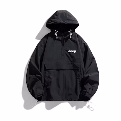 Jeep Solid Color Mountain Logo Hooded Windproof Waterproof Softshell Jacket Unisex P741MWJ395
