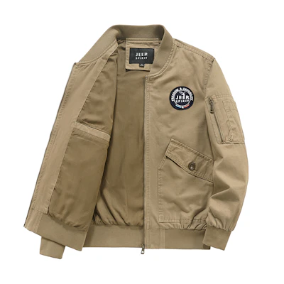 Jeep Solid Color Utility Outdoor Jacket with Logo Badge and Multiple Pockets Mens JBT77033