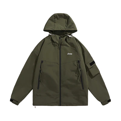 Jeep Solid Color Zip-Up Loose Fit Hoodie Jacket for Men P841MWJ704Q