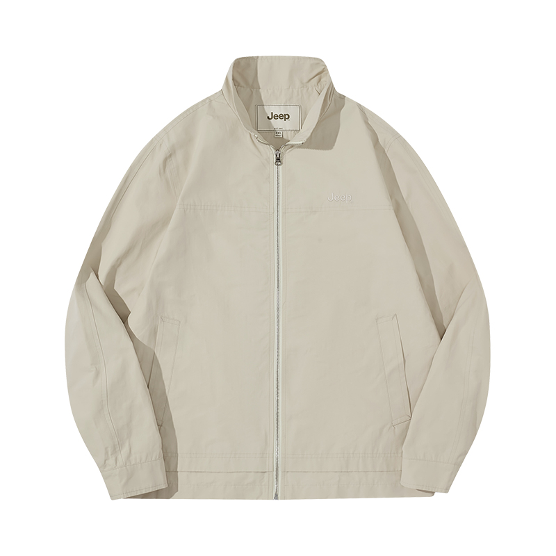 Jeep Solid Color Zip-Up Stand Collar Jacket Long Sleeve P841MWJ012J