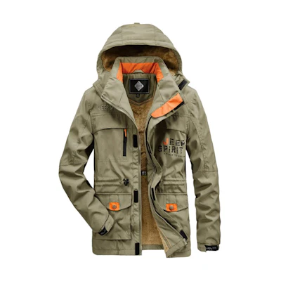 Jeep Solid Outdoor Sports Detachable Hood Long Sleeve Jacket Mens HL6632