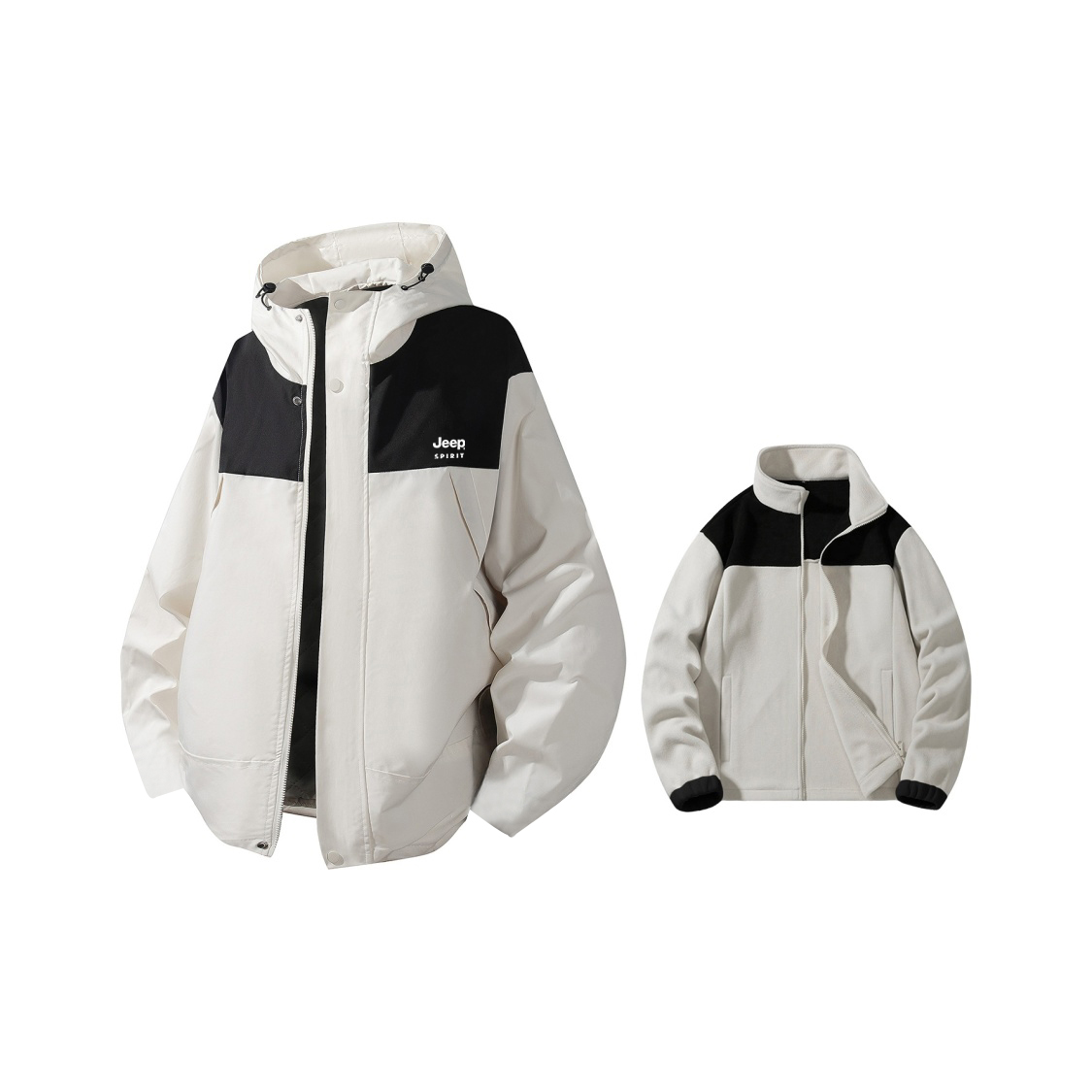 JEEP Spirit 3-in-1 Outdoor Jacket Waterproof Windproof Detachable Unisex Hoodie EJP2368F032-55