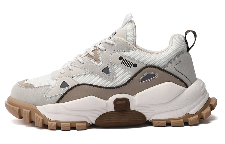 JEEP SPIRIT Khaki Low-Top Dad Shoes Mesh Stylish Breathable Sneakers. J913950096 White Desert Fox