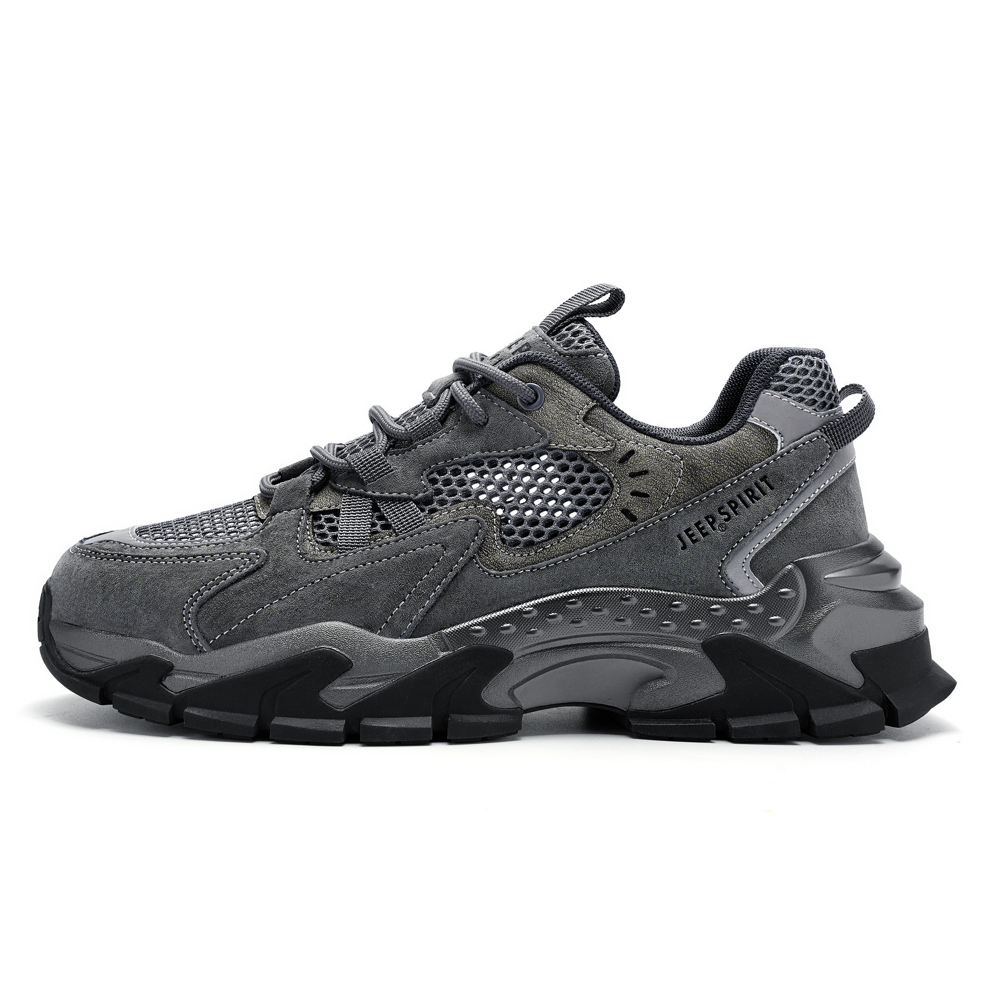 JEEP Spirit Retro Hiking Sneakers Grey Low-top Breathable Outdoor Shoes J914950270 Ancient Castle Gray