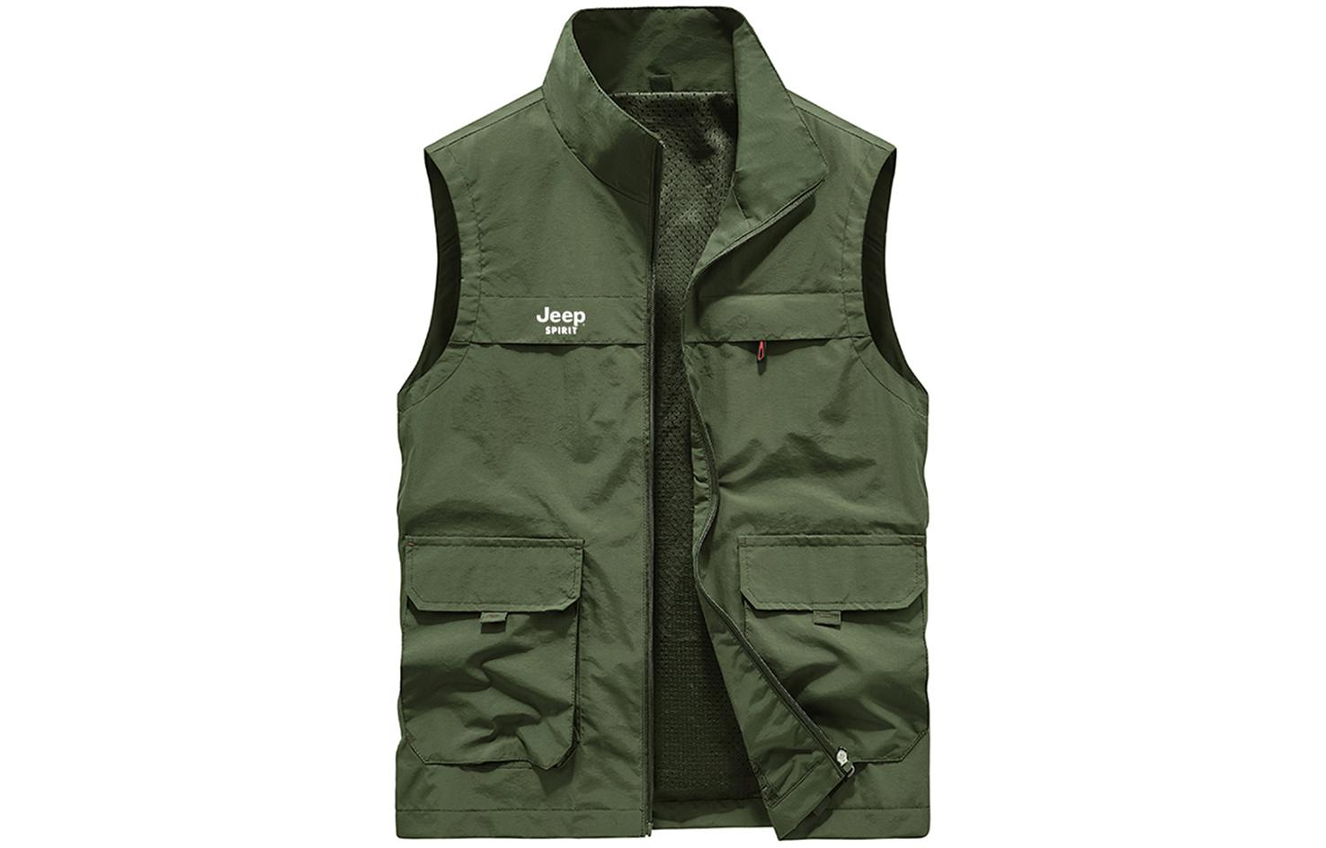 JEEP SPIRIT Sleeveless Vest with Letter Logo Print JZB89002