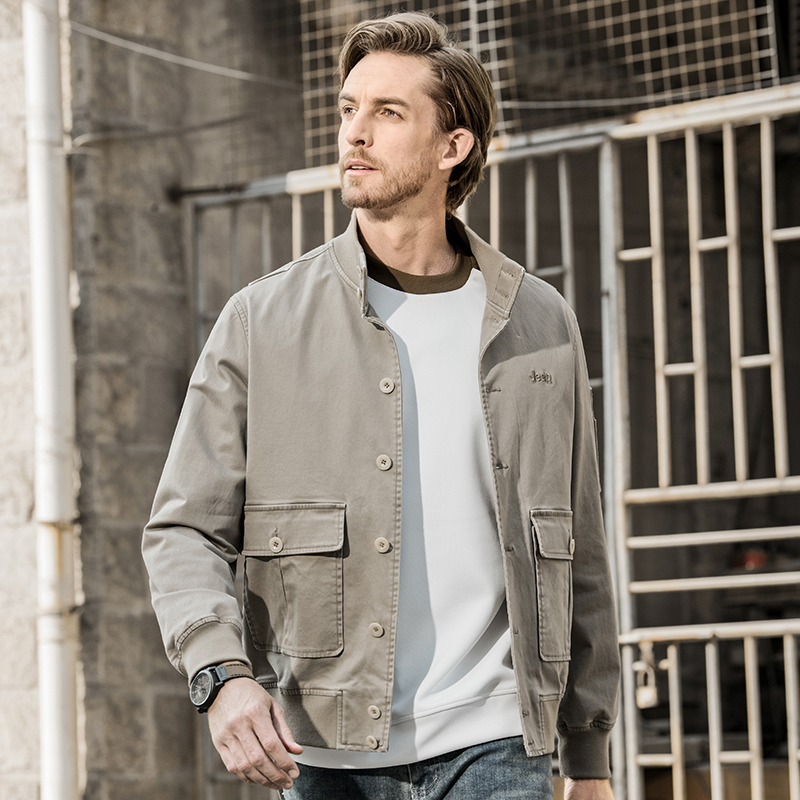 Purchase Jeep SS25 复古户外棒球领夹克 - 休闲时尚外套 P834MWJ032-KD