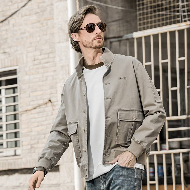 Details for Jeep SS25 复古户外棒球领夹克 - 休闲时尚外套 P834MWJ032-KD