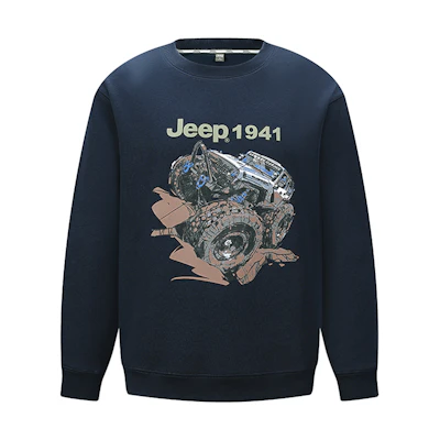 Jeep Streetwear Hip-Hop Logo Print Oversized Long Sleeve Sweatshirt P743MKJ217