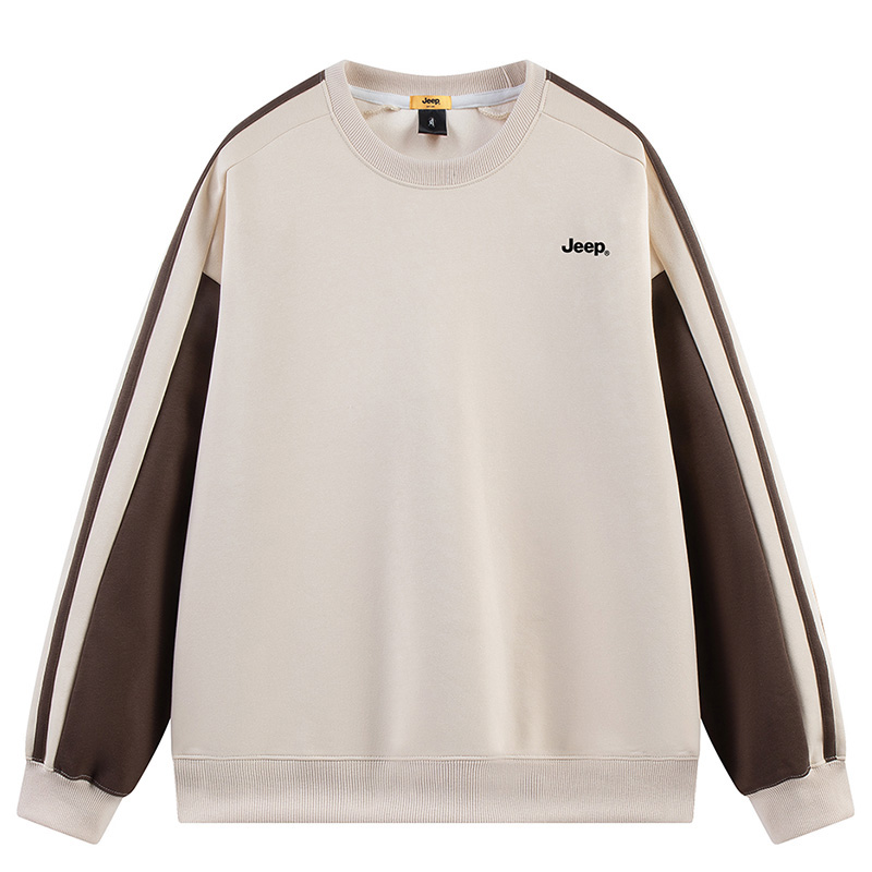 Jeep Striped Letter Patchwork Crewneck Casual Sweatshirt for Men P843MKJ233