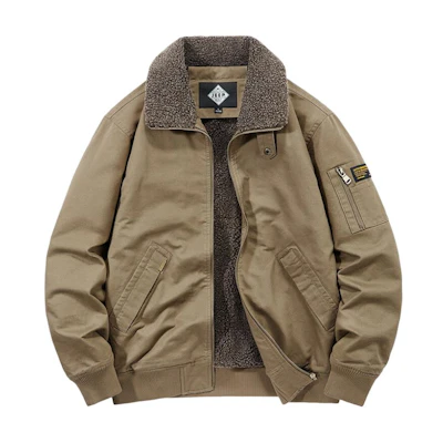 Jeep Thick Fleece-Lined Sherpa Jacket with Solid Color and Warm Collar XY1720-JP