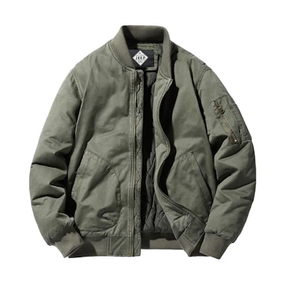 Jeep Thick Loose-Fit Solid Color Flight Bomber Jacket XWL9092-3