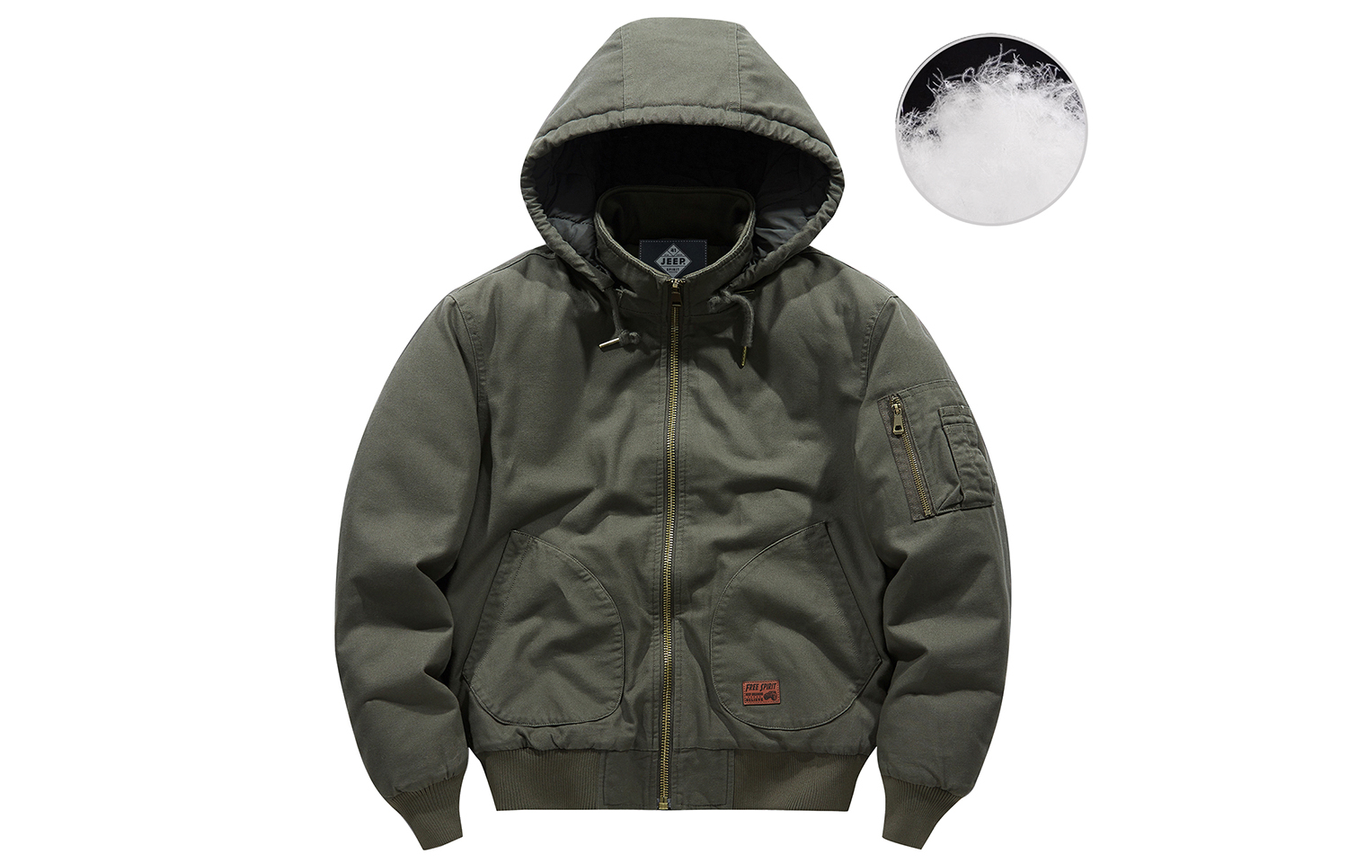 Jeep Thick Padded Utility Jacket with Removable Hood - Unisex Casual Warm Coat JBS23510