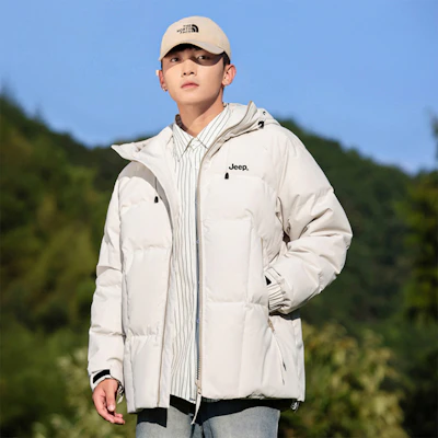 Jeep男女同款简约连帽羽绒服,Logo印花保暖设计 P844MWD215J 5