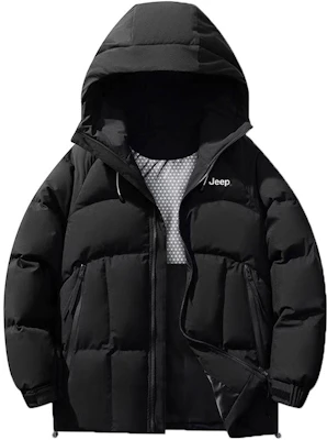 Jeep男女同款简约连帽羽绒服,Logo印花保暖设计 P844MWD215J Order Jeep男女同款简约连帽羽绒服,Logo印花保暖设计 P844MWD215J