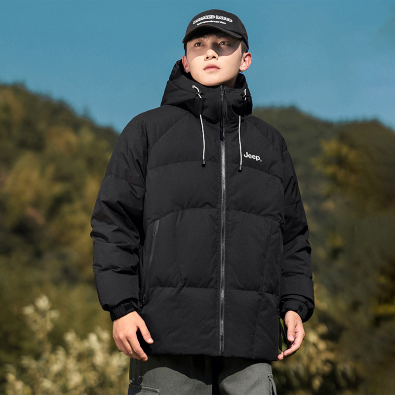 Purchase Jeep男女同款简约连帽羽绒服，Logo印花保暖设计 P844MWD215J
