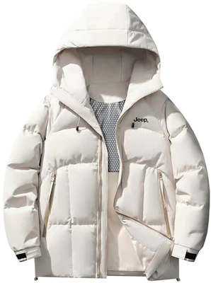 Jeep男女同款简约连帽羽绒服,Logo印花保暖设计 P844MWD215J 2