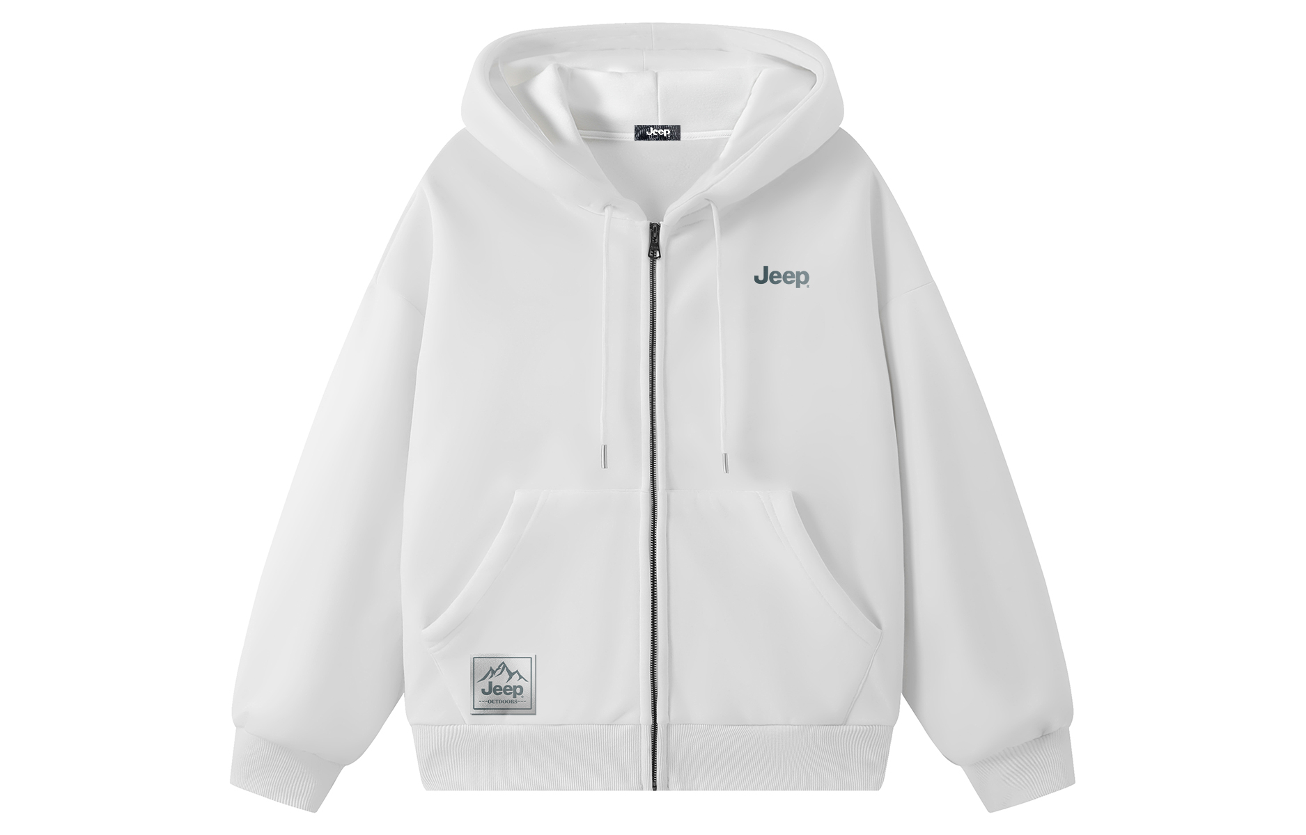 Jeep Unisex Outdoor Hoodie Zip-Up Logo Print Fleece Thickened Casual Jacket P741MWJ141