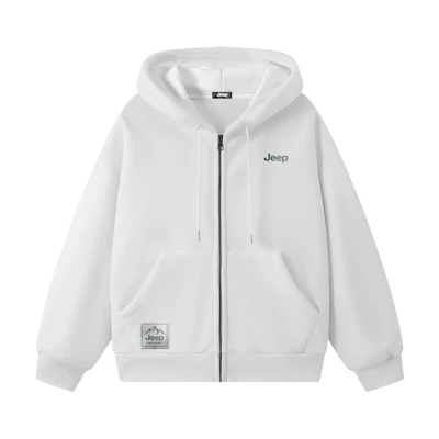 Jeep Unisex Outdoor Hoodie Zip-Up Logo Print Fleece Thickened Casual Jacket P741MWJ141