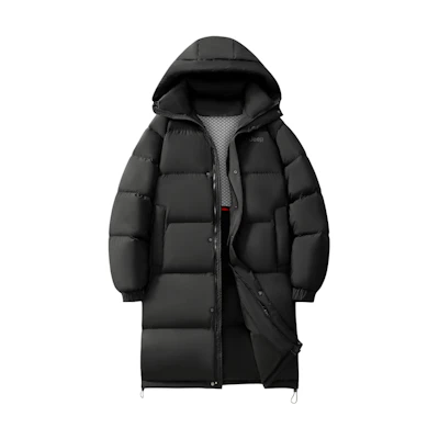 Jeep Unisex Outdoor Windproof Hooded Down Jacket - Casual, Warm, Long Fit P84JMWD271