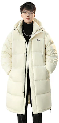 Jeep男女款户外防风连帽羽绒服 - 休闲保暖长款夹克 P84JMWD271 4