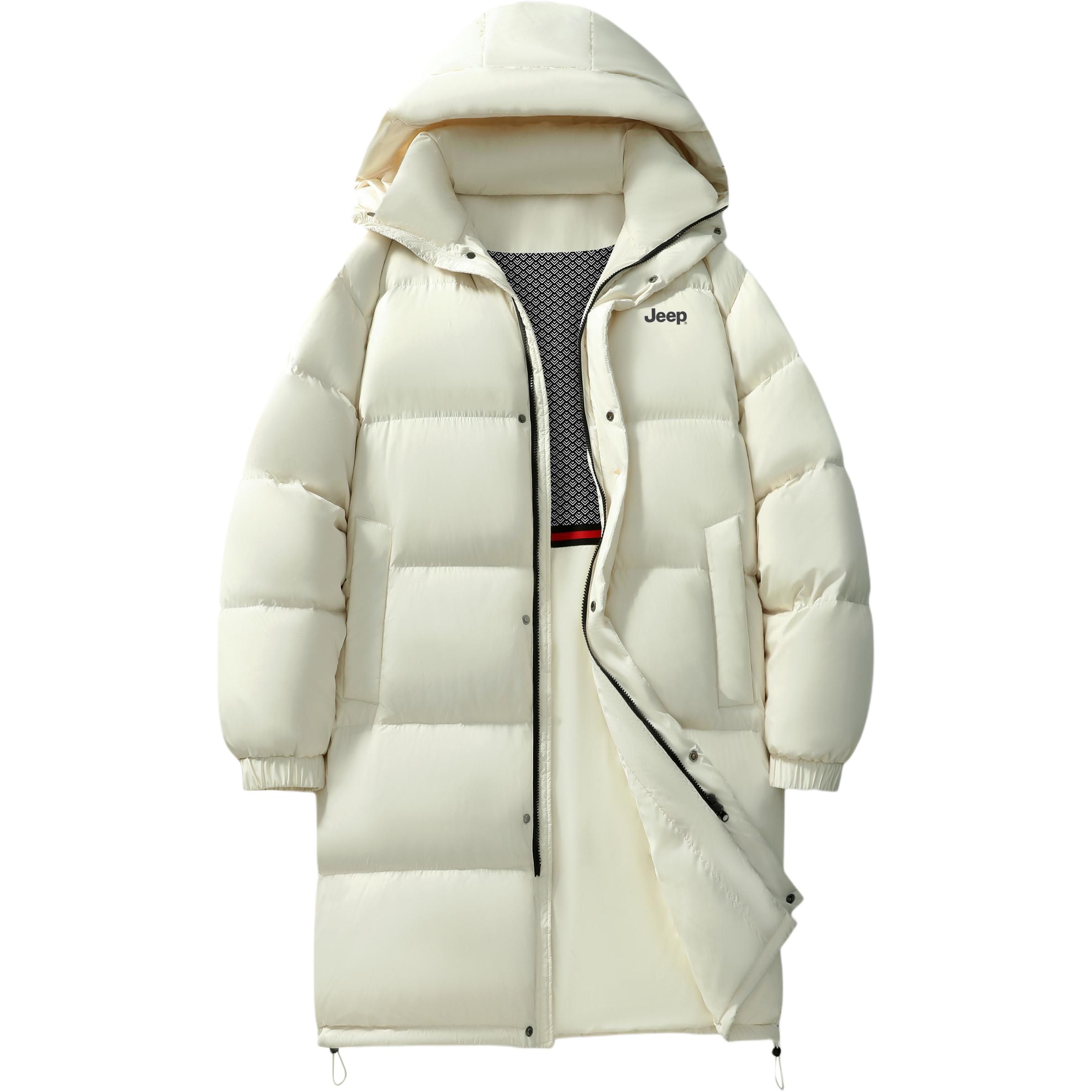 Cheap Jeep男女款户外防风连帽羽绒服 - 休闲保暖长款夹克 P84JMWD271