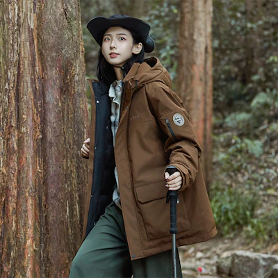 Jeep 男女款白色羽绒防风保暖连帽夹克带标志。 P844MWD001 3