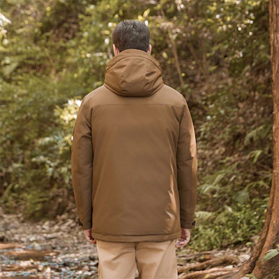 Jeep 男女款白色羽绒防风保暖连帽夹克带标志。 P844MWD001 5