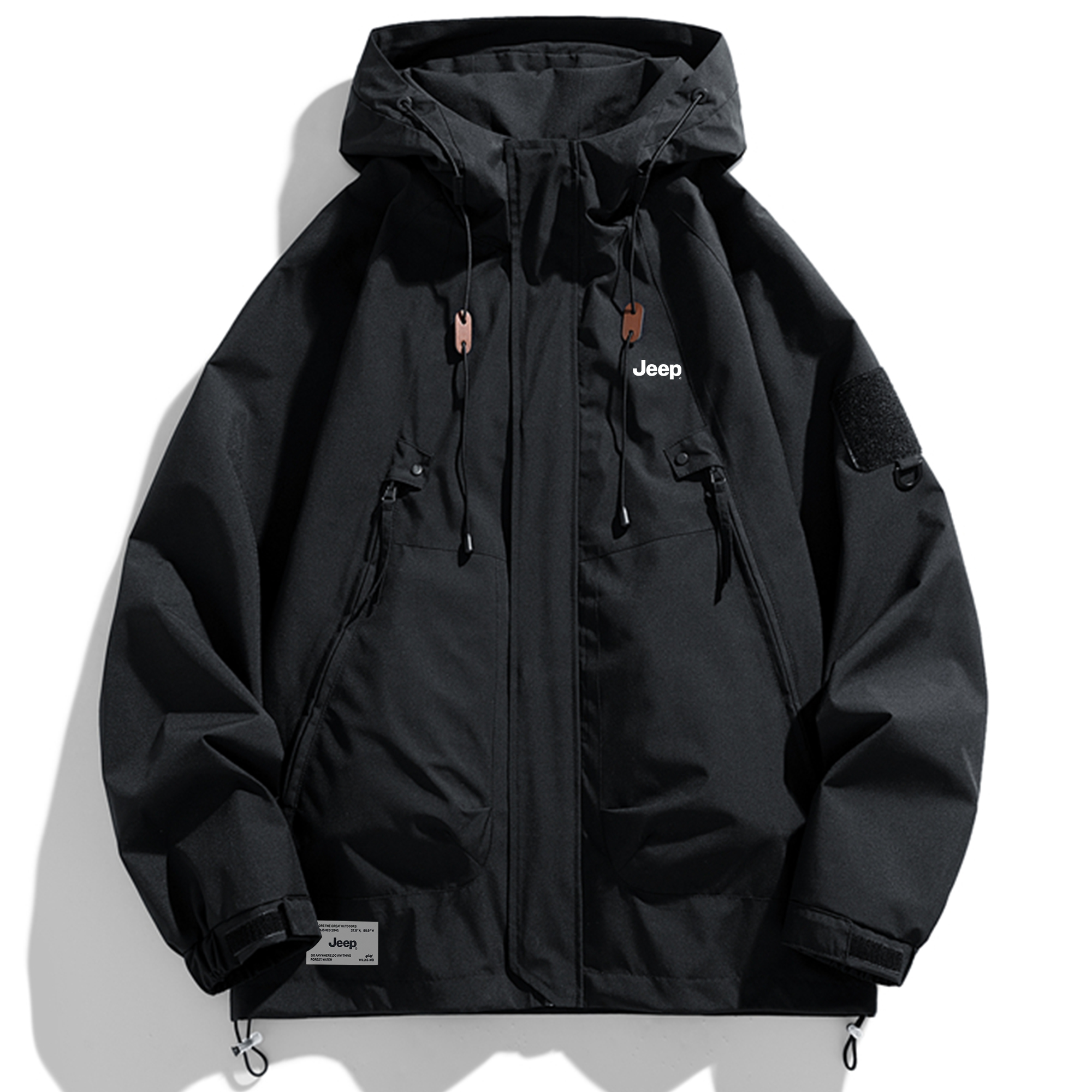 Jeep Urban Utility Logo Print Vintage Windproof Hooded Jacket Unisex Casual P841MWJ453-ST