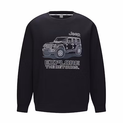 Jeep Vintage Logo Oversized Crewneck Sweatshirt for Men - Off-Road Style P743MKJ236
