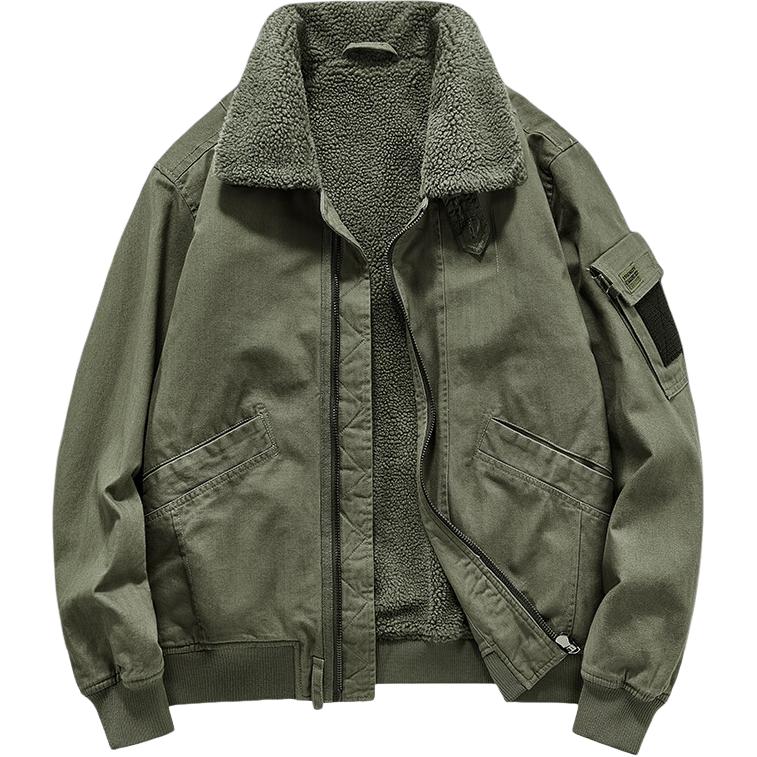 Jeep Vintage Thickened Fleece-Lined Flight Jacket LZT1931-3