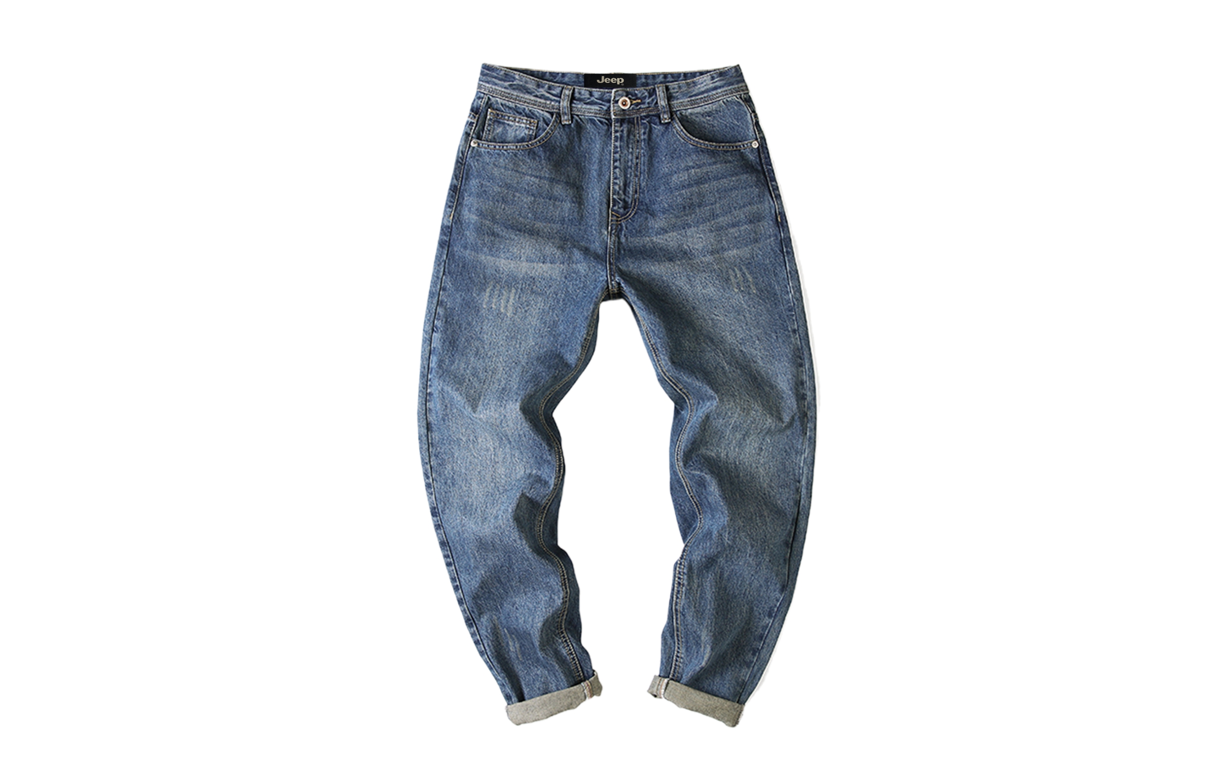 Jeep Vintage Washed Casual Slim Straight Jeans Unisex - Retro Stylish Comfort Fit P742MWN493