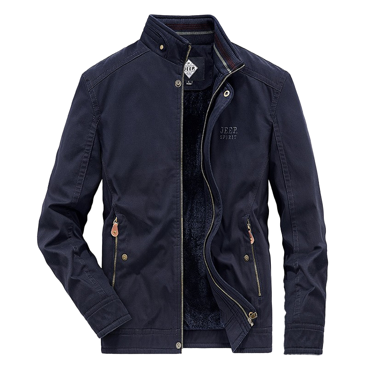 Jeep Washed Fleece-Lined Casual Loose Fit Stand Collar Jacket XY0903-3