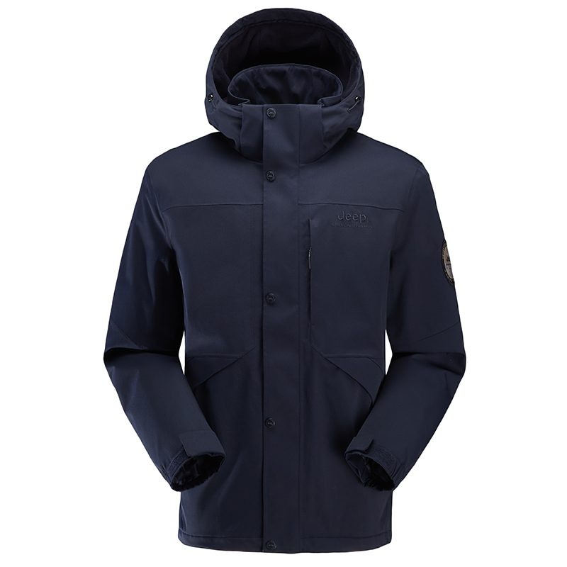 Jeep Waterproof Breathable Fleece Jacket Solid Color Outdoor Coat J232094085