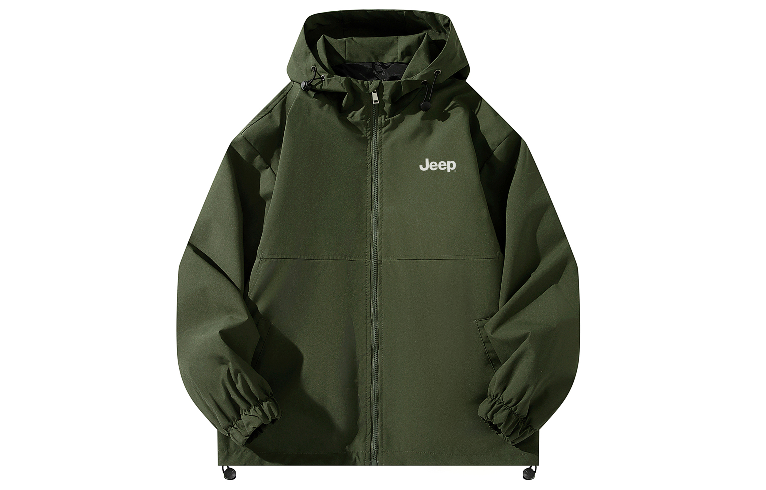 Jeep Waterproof Green Hooded Jacket - Unisex Casual Loose-Fit Style P743MWJ931