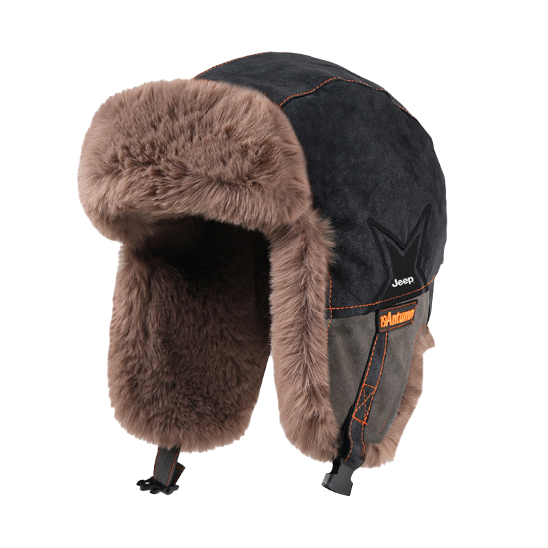 Jeep Winter Earflap Hat Polyester Unisex Couple Style Warm Fur-lined Trapper Hat Lei Feng hat 0918
