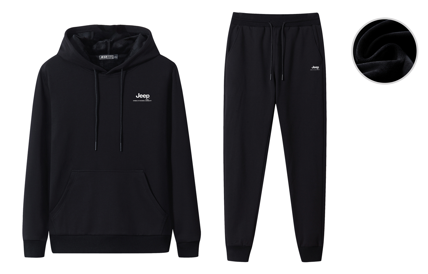 Jeep Winter Logo Hoodie and Jogger Set - Unisex Fleece Warm Casual Outfit 21MB783TT65015B6141B