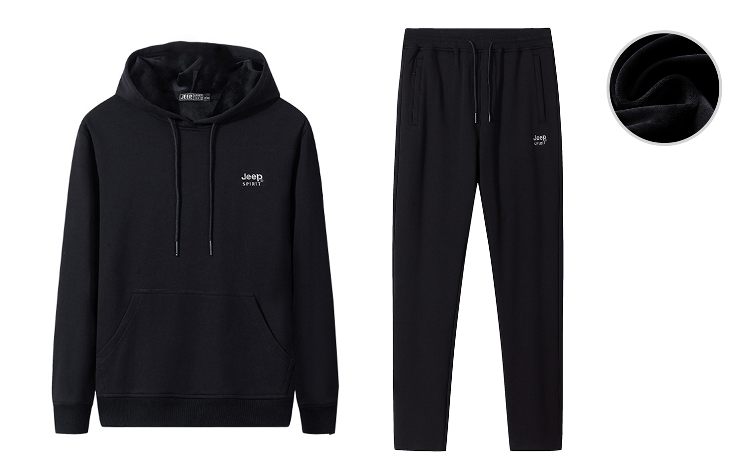 Jeep Winter Logo Hoodie and Sweatpants Set Unisex Thickened Casual Wear 20MB783TT2022B2032B