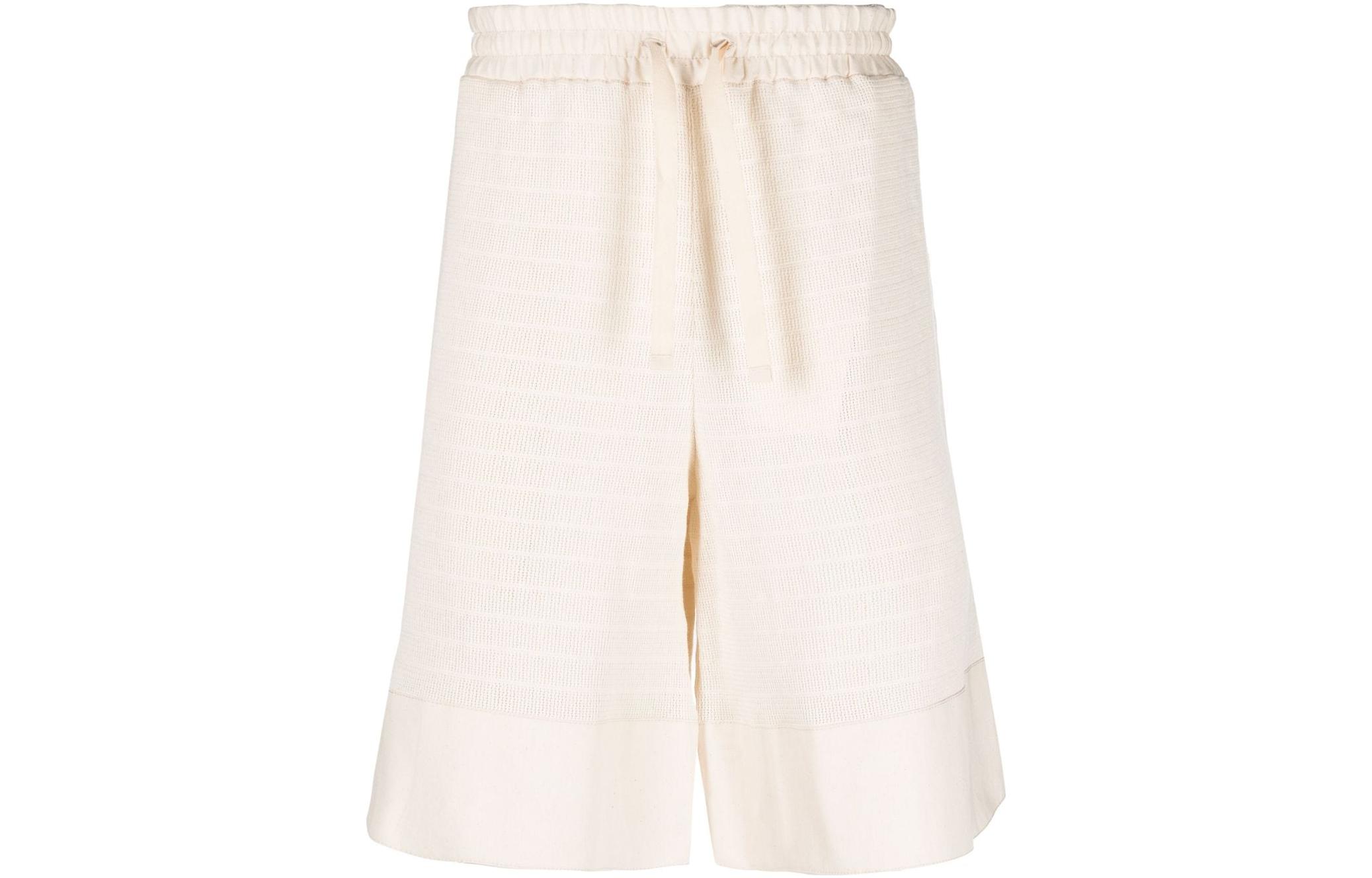 JIL SANDER  Beige Cotton Drawstring Casual Shorts Plain Design J47MU0105J20007