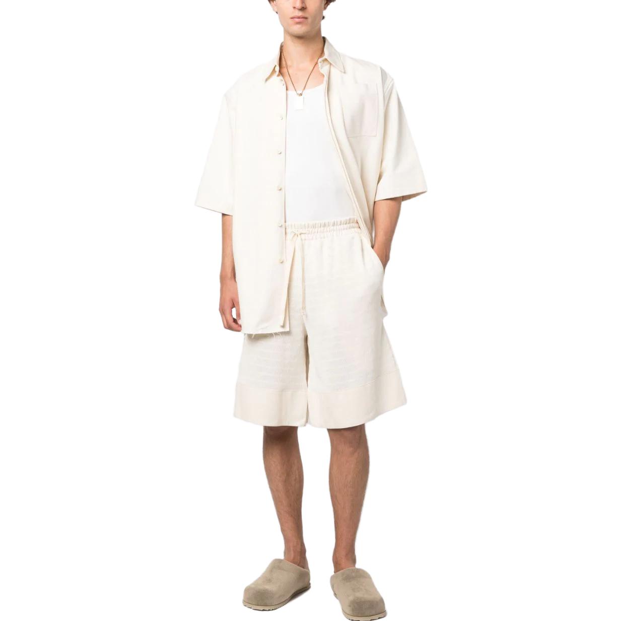 Lookbook JIL SANDER  Beige Cotton Drawstring Casual Shorts Plain Design J47MU0105J20007