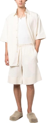 JIL SANDER Beige Cotton Drawstring Casual Shorts Plain Design J47MU0105J20007 Lookbook JIL SANDER Beige Cotton Drawstring Casual Shorts Plain Design J47MU0105J20007