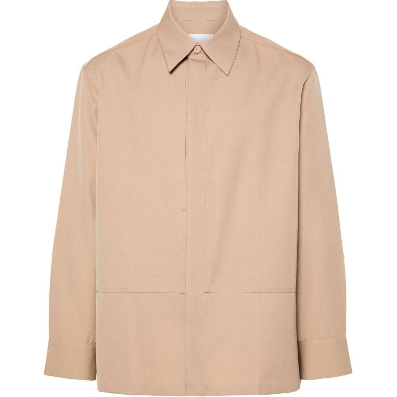 Jil Sander  Beige Long-Sleeve Shirt with Straight Hem and Pleat Design. J22DL0243J40002-BEIGE