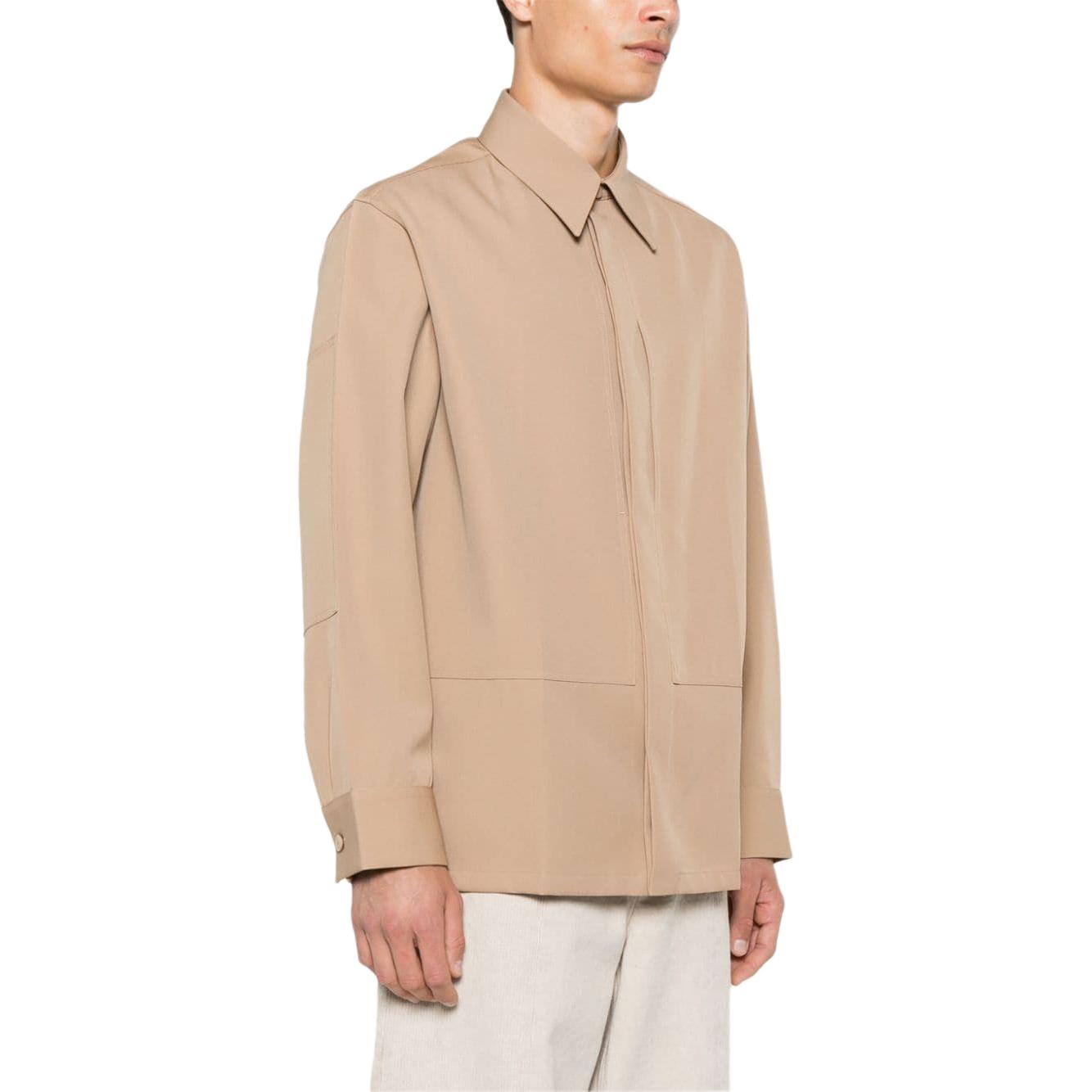 Purchase Jil Sander  Beige Long-Sleeve Shirt with Straight Hem and Pleat Design. J22DL0243J40002-BEIGE