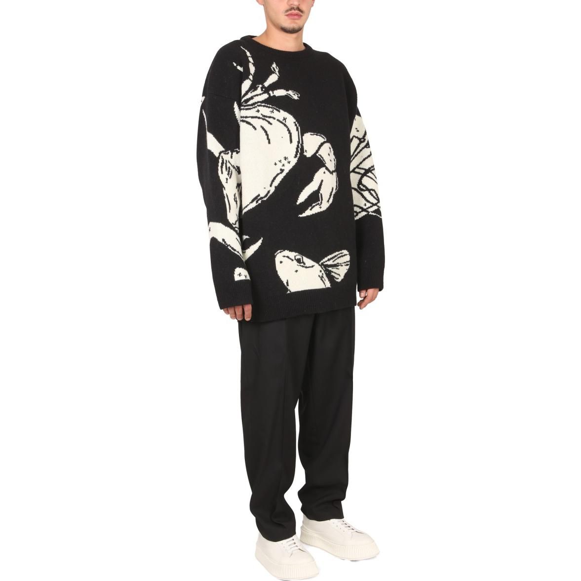 Lookbook JIL SANDER 黑色卡通圖案印花長袖圓領毛衣 J21GP0069J14583-190