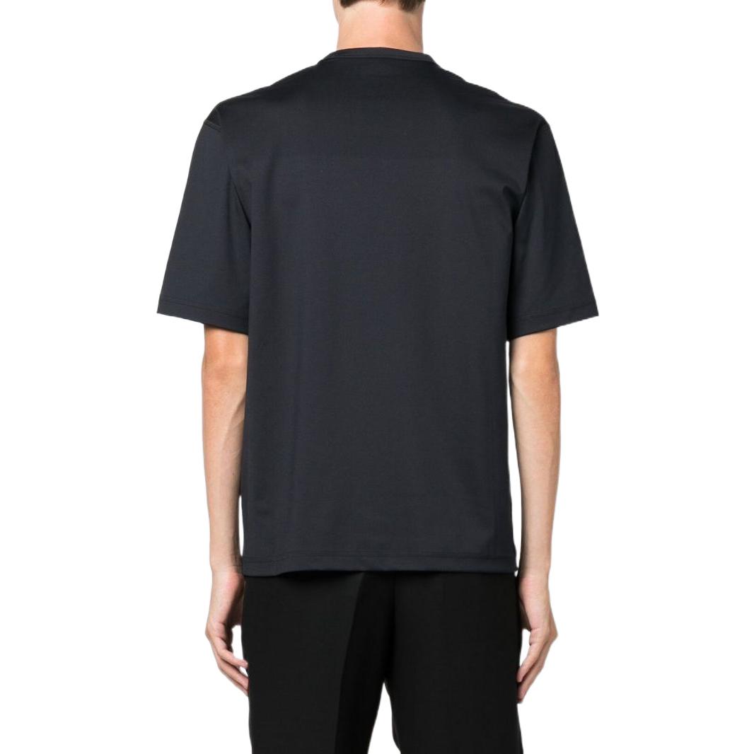 Shop 질샌더 블랙 크루넥 티셔츠 솔리드 컬러 로고 프린트. J47GC0023J70031001