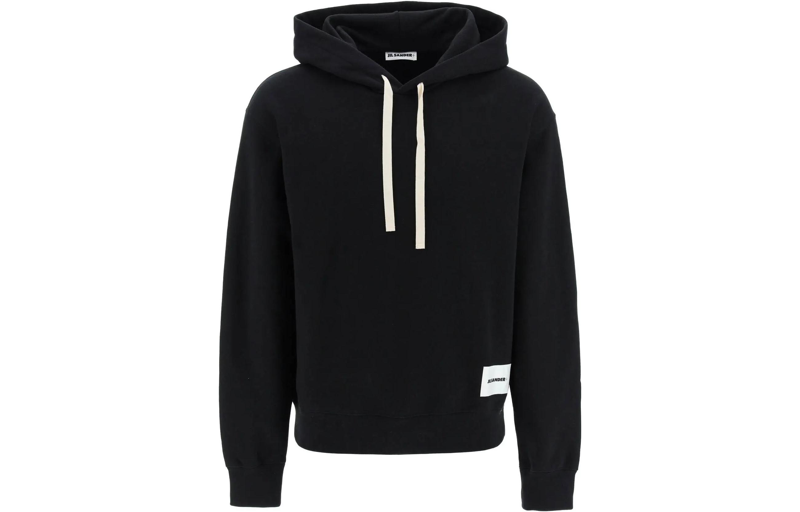 JIL SANDER  Black Logo Drawstring Hoodie Long Sleeve Sweatshirt J47GU0105-J20039-001