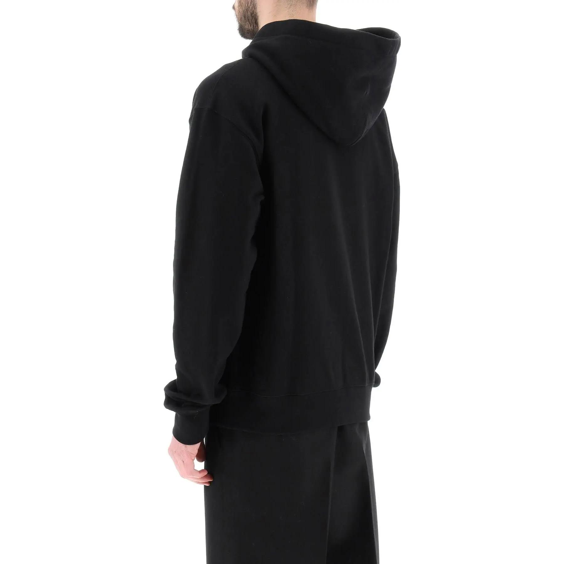 Shop 질 샌더 블랙 로고 드로스트링 후디 긴팔 스웨트셔츠 J47GU0105-J20039-001