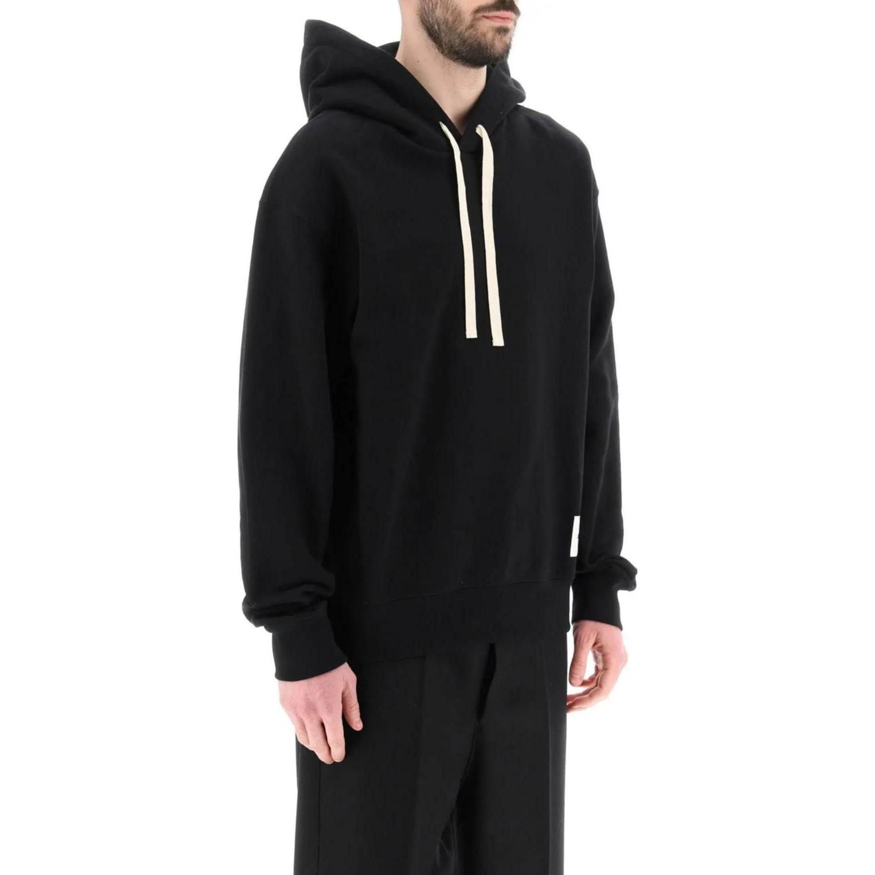 Purchase 질 샌더 블랙 로고 드로스트링 후디 긴팔 스웨트셔츠 J47GU0105-J20039-001