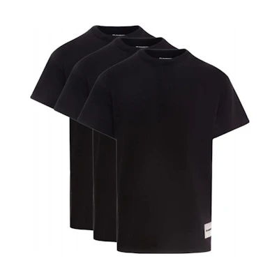 Jil Sander Black Logo Patch Crewneck T-Shirt 3-Pack. J47GC0001J45048-001